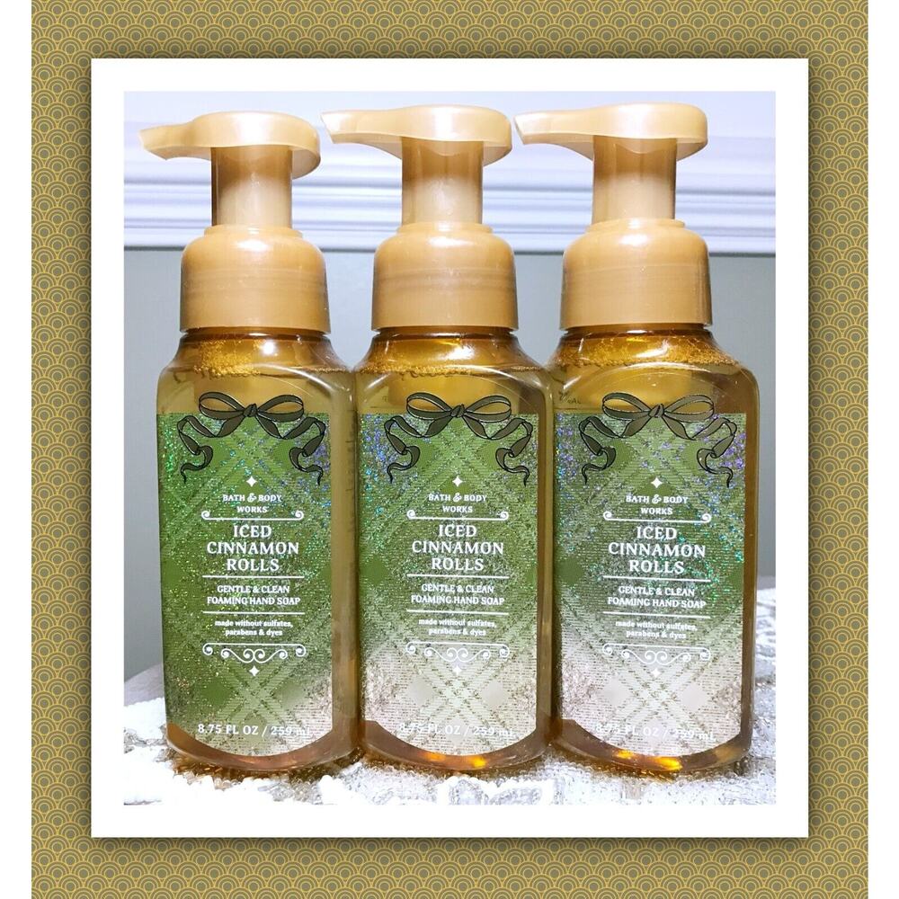 Bath & Body Works ICED CINNAMON ROLLS 8.75oz Gentle Clean Foaming Hand Soap (x3)